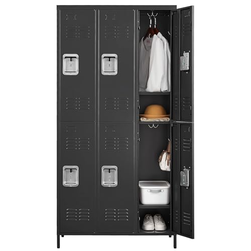 6 Doors Metal Lockers for Employees 72" H Storage Cabinet Lockable Locker with Shelves Steel Storage Locker for Gym School Office Home Requires