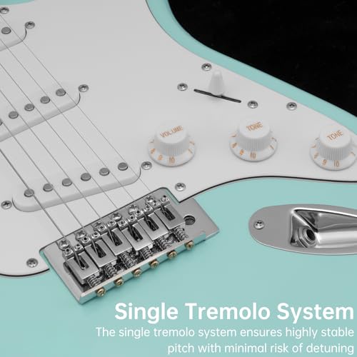 AODSK Electric Guitar with Amp Beginner Kit 39 Inch Solid Body Full Size,All Accessories,Digital Tuner,Six Strings,Four Picks,Tremolo Bar,Strap