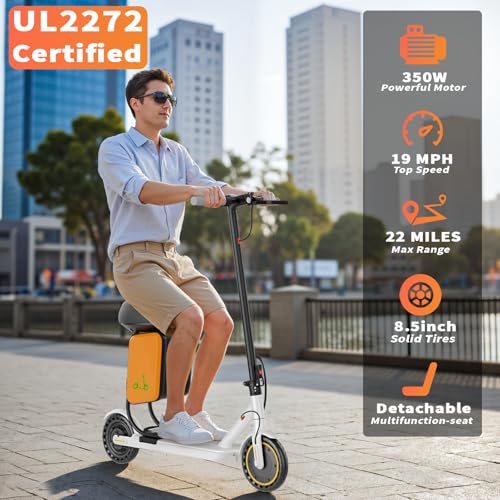 E Scooter for Adults 19-22 MPH 350/500W Motor 281/441Wh Battery,8.5"/10" Tires,Motorized Scooter Up to 22 Miles Range