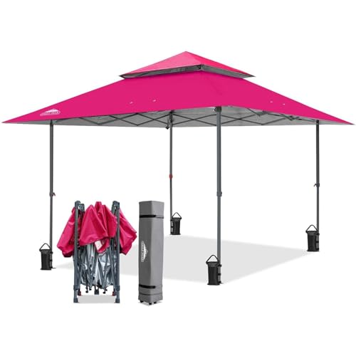 EAGLE PEAK 13x13 Straight Leg Pop Up Canopy Tent Instant Outdoor Canopy Easy Single Person Set up Folding Shelter w/Auto Extending Eaves 169 Square