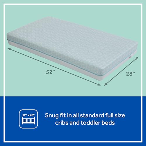 SEALY BABY OmniPedic Refresh Breathable Crib Mattress, GREENGUARD Gold Certified, Made in USA, Removable Knit Cover, 2 Stage, Toddler Bed Fit