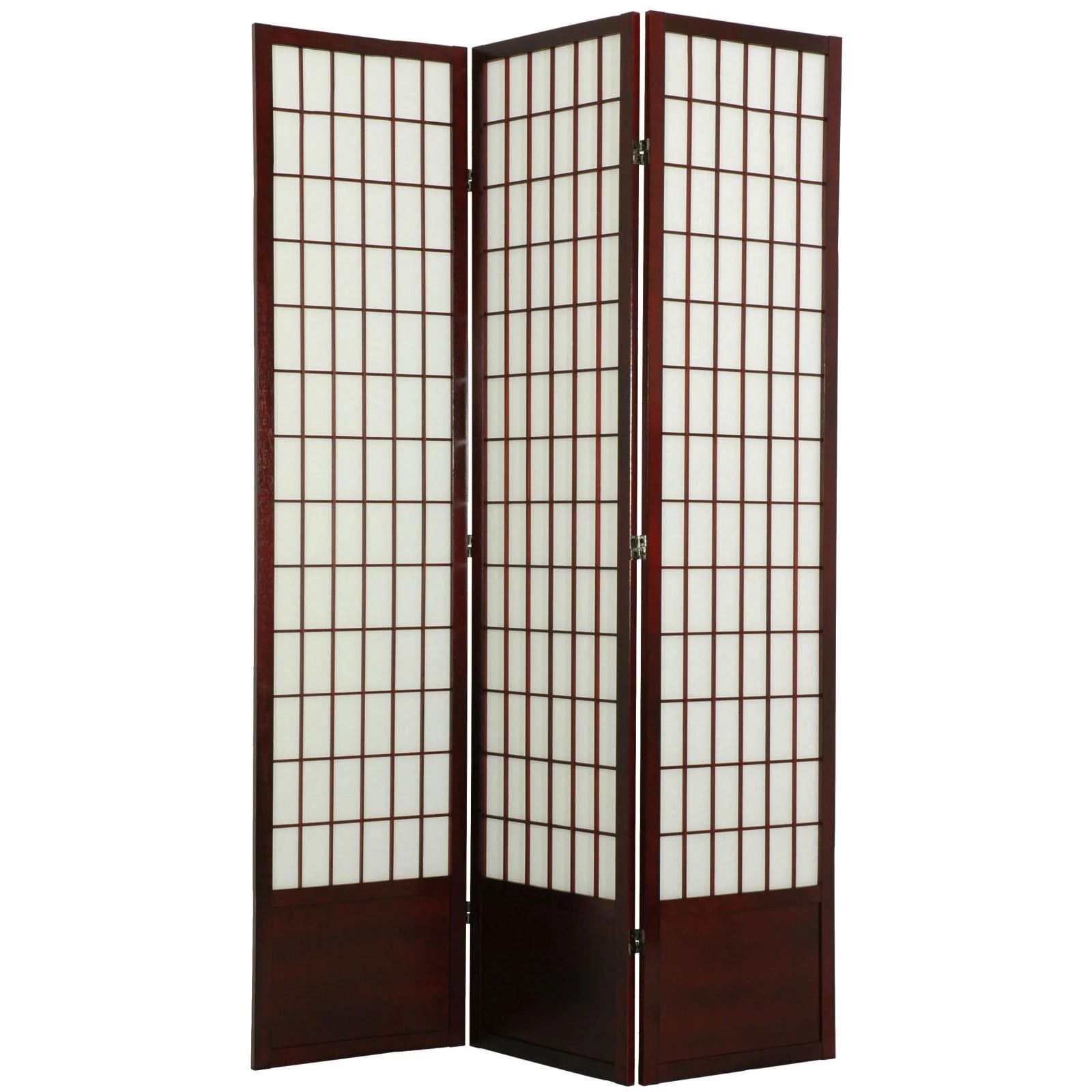 Oriental Furniture 7 ft. Tall Window Pane Shoji Screen - 6 Panel - Rosewood