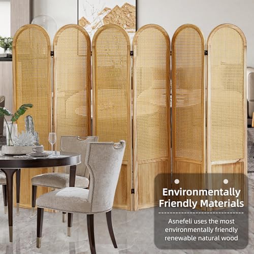 Room Divider 4 Panel, Folding Privacy Screen, Foldable Wood Divider Room Dec, Rattan Room Divider, Portable Partition Screen