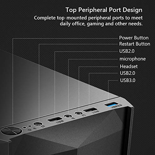 ATX Case, Mid-Tower PC Gaming Case ATX/M-ATX/ITX - Front I/O USB 3.0 Port - Fully Transparent Side Panels