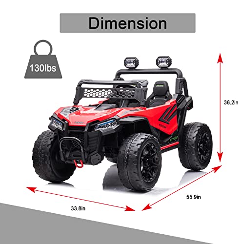 POSTACK 24V 2 Seater 4WD Kids Ride On UTV for Big Kids, Side by Side 4x4 Ride on Off-Road Truck with Parent Remote Control