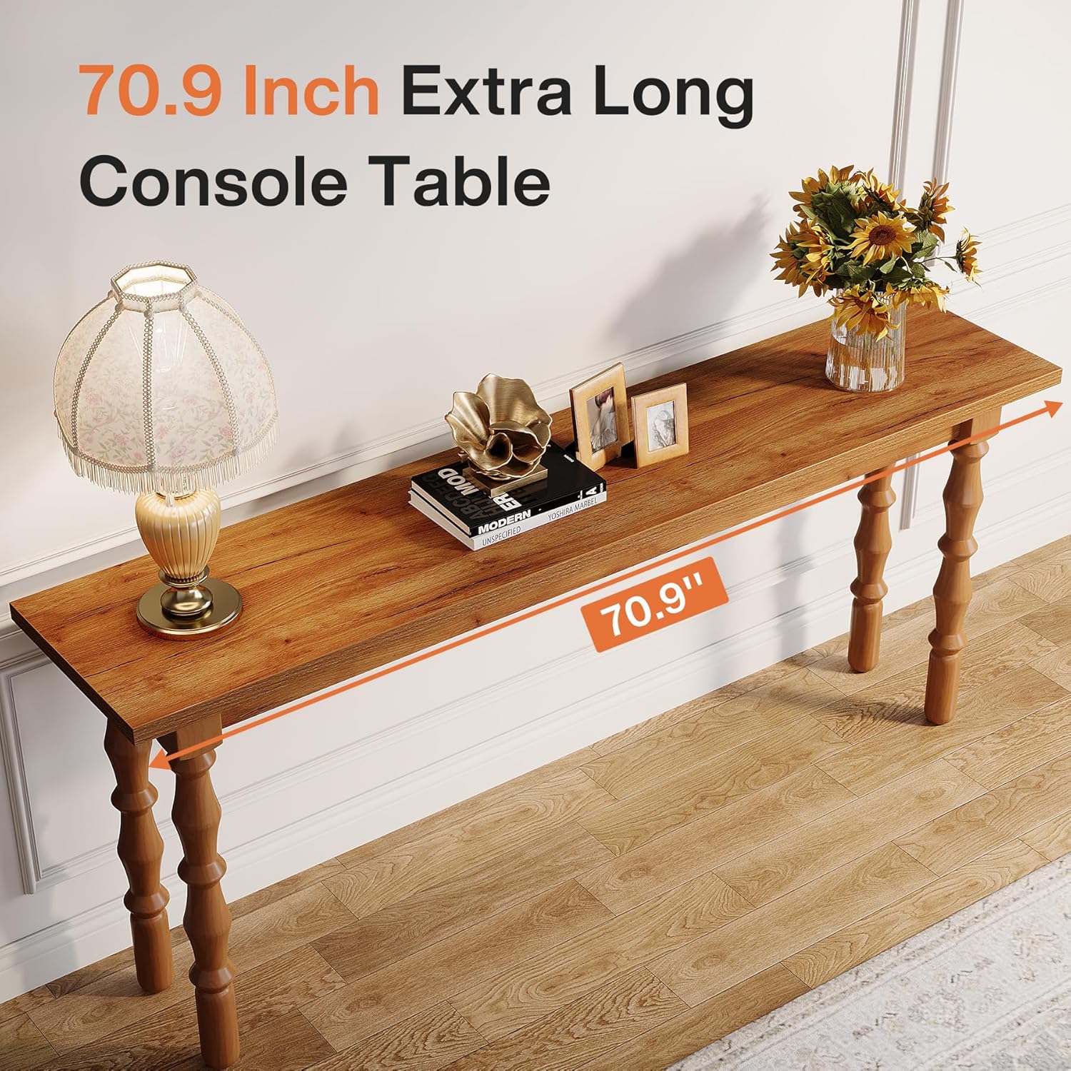 Tribesigns 70.9-Inch Extra Long Console Table for Entryway, Narrow Sofa Table Behind Couch with Solid Wood Legs, Entry Accent Table for Living Room