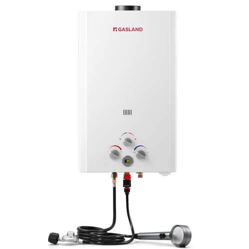 GASLAND BE158 Propane Tankless Water Heater 6L, Outdoor Portable Hot Water Heater, Overheating Protection, Easy to Install