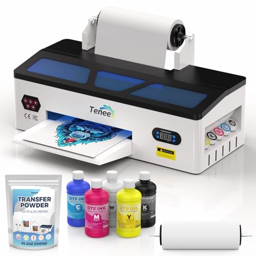 A3 DTF Printer with Roll Feeder - High Transfer Rate Transfer Printer for Faster DTF Printing on Dark and Light Fabrics. Includes Software, Powder