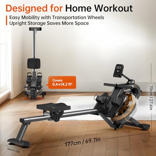 YAMO Water Rowing Machine for Home, Row Machine with 330LB Weight Capacity, Support Bluetooth & Compatible with Apps