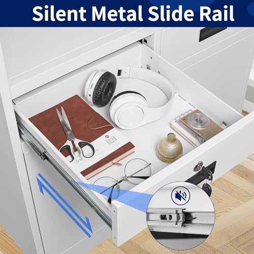 Yizosh Locking Cabinet with 2 Drawers, Metal Storage Cabinet with Locking Doors and Shelves - 41.3" Steel Lockable Storage Cabinet