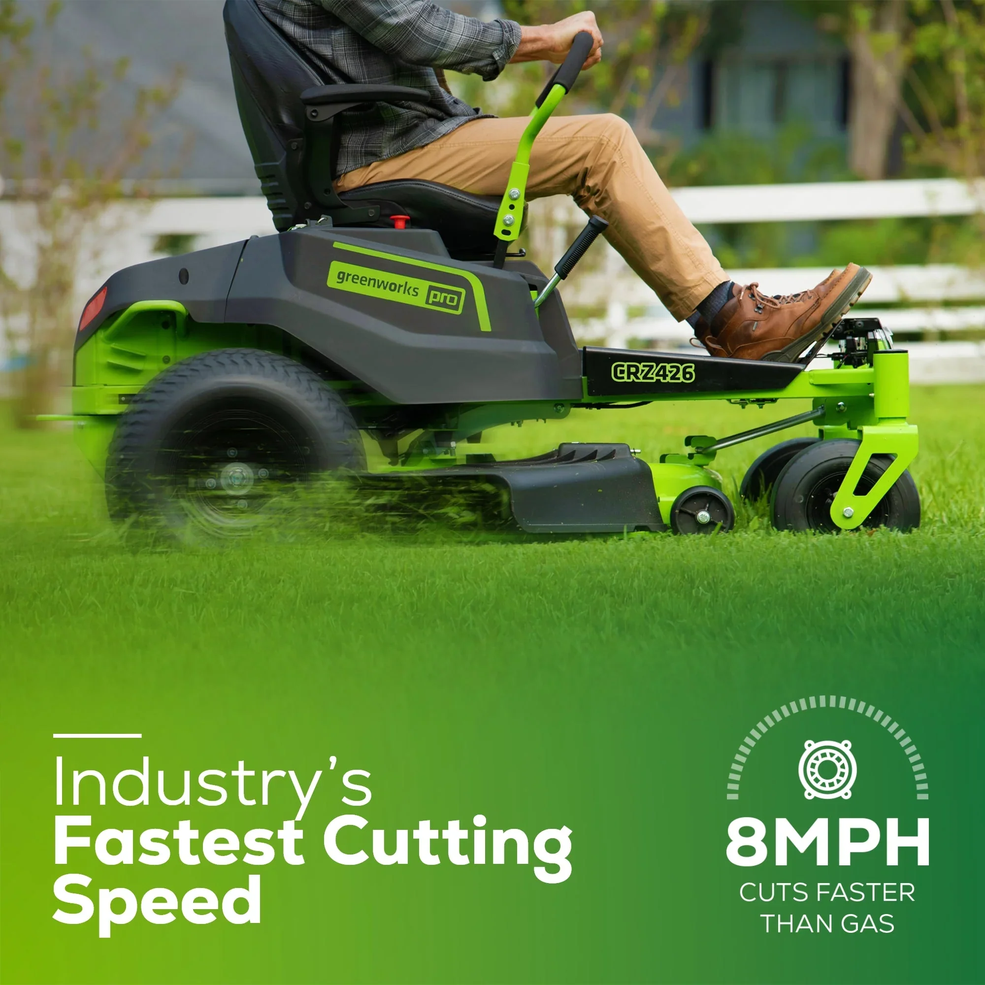 Greenworks 60V 42” Electric CrossoverZ Zero Turn Mower with (4) 8 Ah Batteries and (2) Dual Port Turbo Chargers