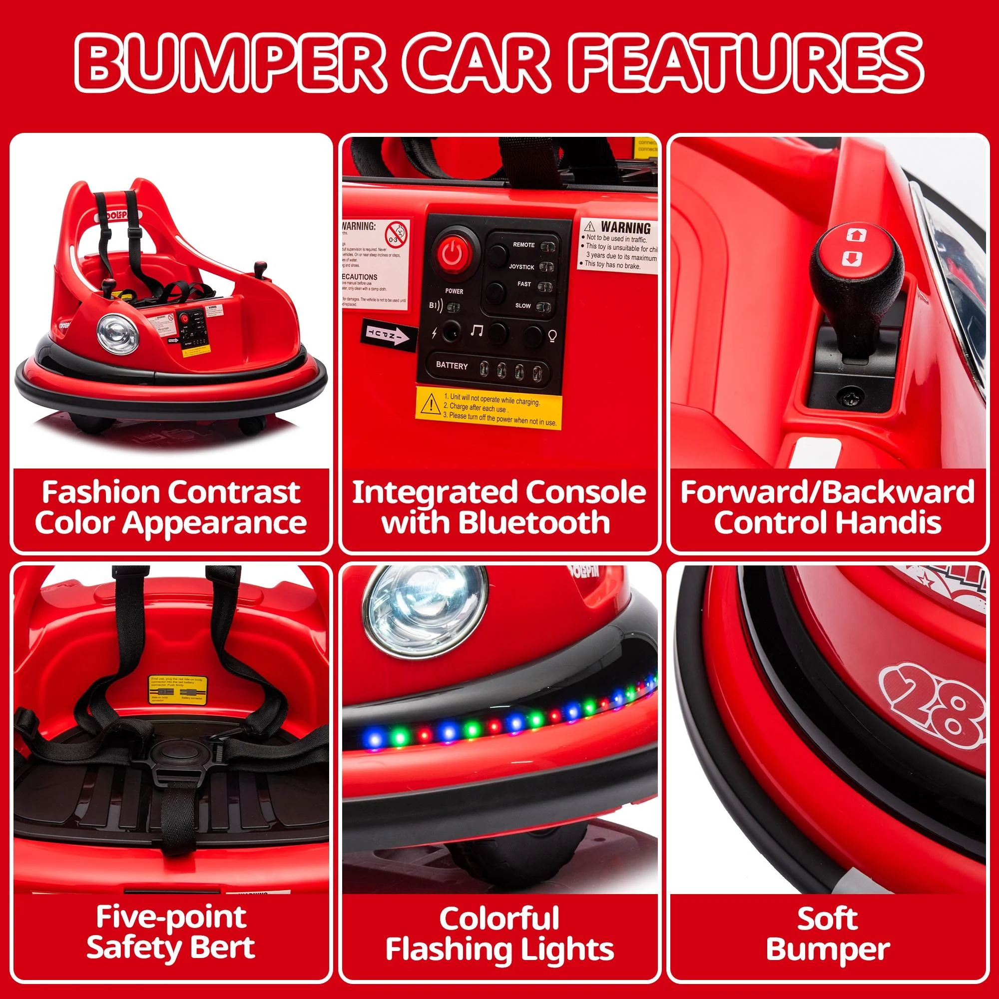 iRerts 12V Bumper Cars for Kids, Bumper Car Ride on with Remote Control, Battery Powered Kids Ride on Toys for 2-5 Year Old Boys Girls