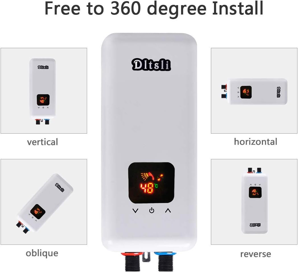 240V 5.5KW 4.5KW 3.5KW Instant Electric Hot Tankless Water Heater 3 Power Levels for Bathroom Kitchen RV Camping