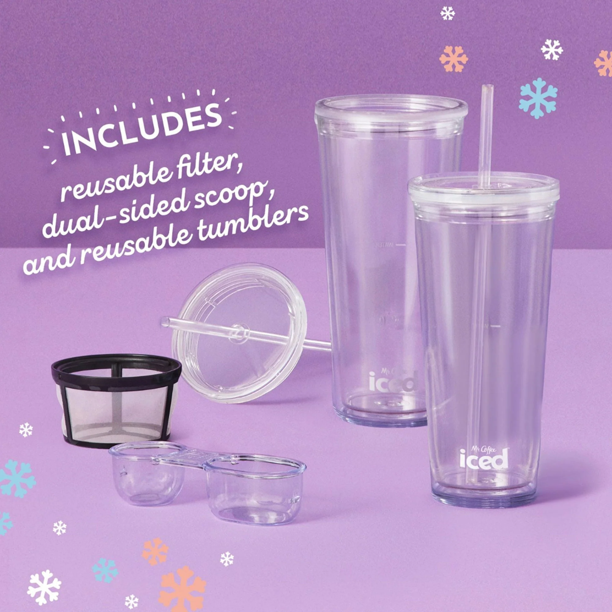 Mr. Coffee Single-Serve Iced and Hot Coffee Maker & Blender with 2 Tumblers