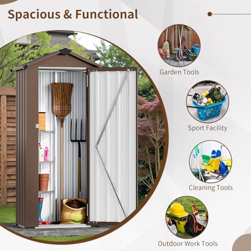 NicBex 6×5 Resin Outdoor Storage Shed with Floor & Window– All-Weather Lockable Small Tool Shed