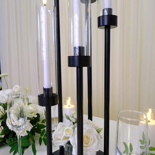 35inch 10pcs Black Candelabra Centerpieces for Tables 5 Arms Wedding centerpieces for Decorations