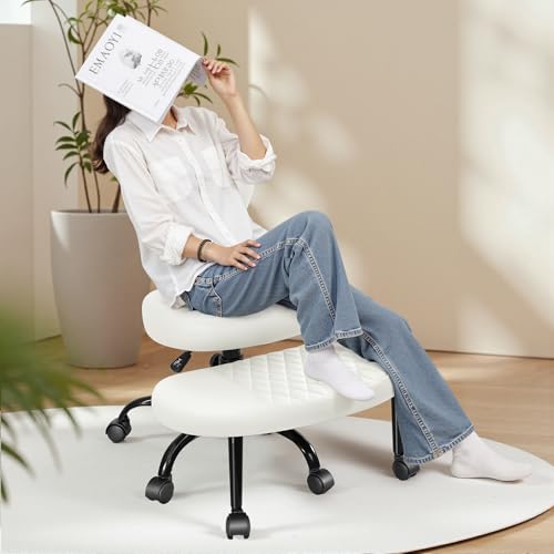 Ergonomic Cross Legged Office Chair with Wheels - Adjustable Height for Meditation, ADHD Desk & Yoga - Wide Criss Cross Design with Lumbar Support