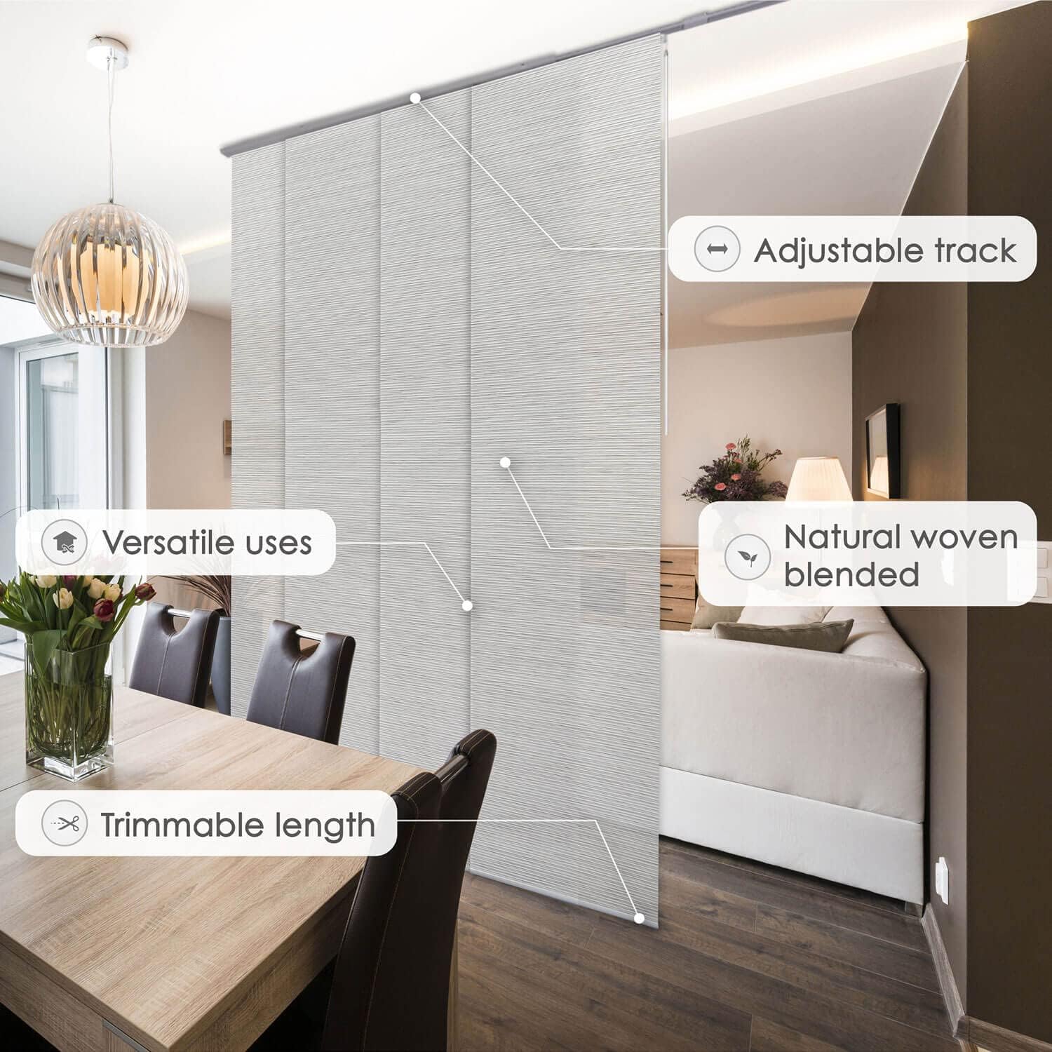 GoDear Design Adjustable Vertical Blinds, Panel Track Blinds, Sliding Glass Door Blinds, Closet Doors, Room Dividers
