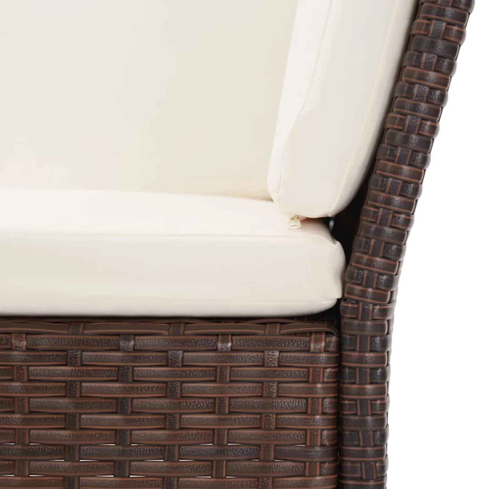 Dcenta 6 Piece Outdoor Conversation Set White Cushioned Corner with 4 Center Sofas and Coffee Table Brown Poly Rattan Patio Sectional Set for Garden