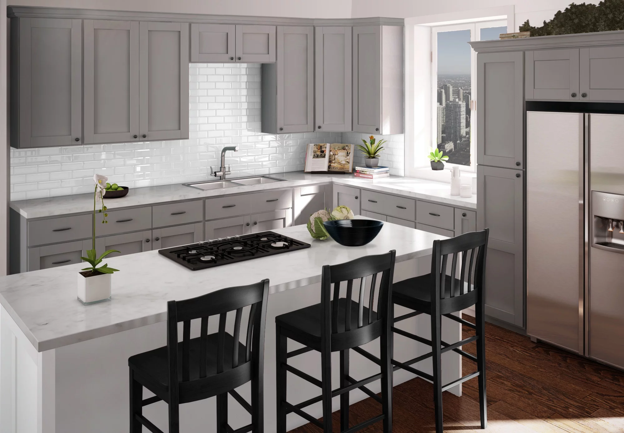 Sunny Wood Gsb36fs-A Grayson 36" Wide Double Door Farm Sink Base Cabinet - Grey