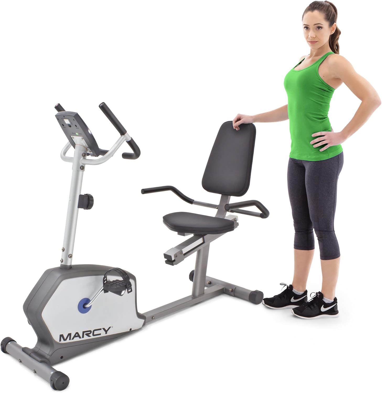 Marcy Recumbent Exercise Bike with Adjustable Seat and 8 Resistance Levels, 300 Pound Capacity NS-1201R