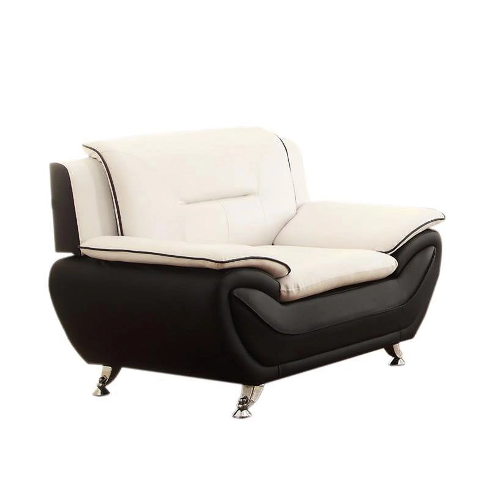 2 Piece Living Room Set with 2 Tone Loveseat and Armchair in Black/Beige