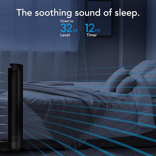 Vornado OZI42DC Tower Fan with Remote and Timer, Oscillating Standing Fan for Bedroom, Variable Speed for Precise Control
