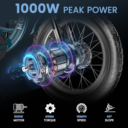 MOONCOOL Electric Tricycle for Adults, 20" x 4" Fat Tire Electric Trike, 48V 500W Motorized Electric Bicycle Bikes