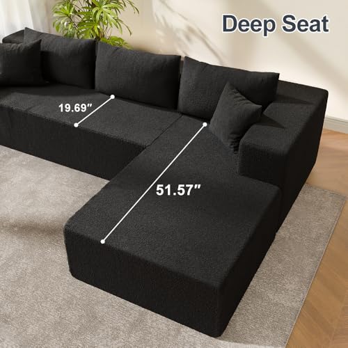 104" Sectional Couches for Living Room, Modular Sectional Sofa with Deep Seat, L-Shape Couch with Chaise, Cloud Couch for Living Room Bedroom