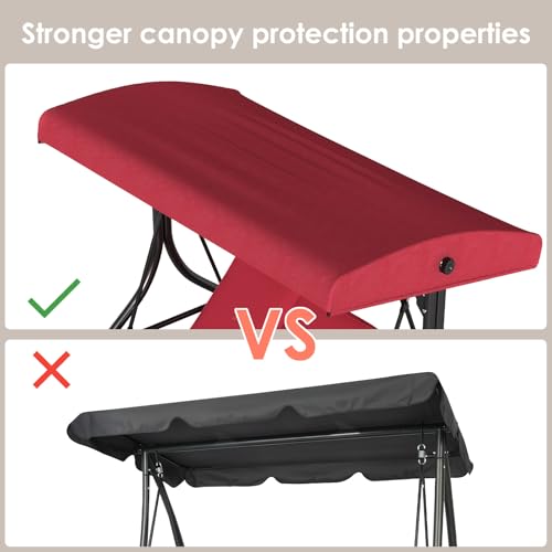 TLSUNNY 3-Seat Outdoor Patio Porch Swing with Adjustable Canopy & Backrest, Convertible Glider Bed with Stand, Removable Seat Cushion