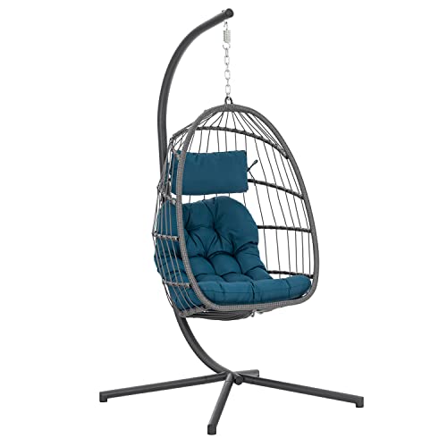Yechen Hanging Egg Chair with Stand and Footrest for Indoor Outdoor