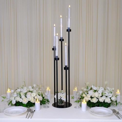 35inch 10pcs Black Candelabra Centerpieces for Tables 5 Arms Wedding centerpieces for Decorations