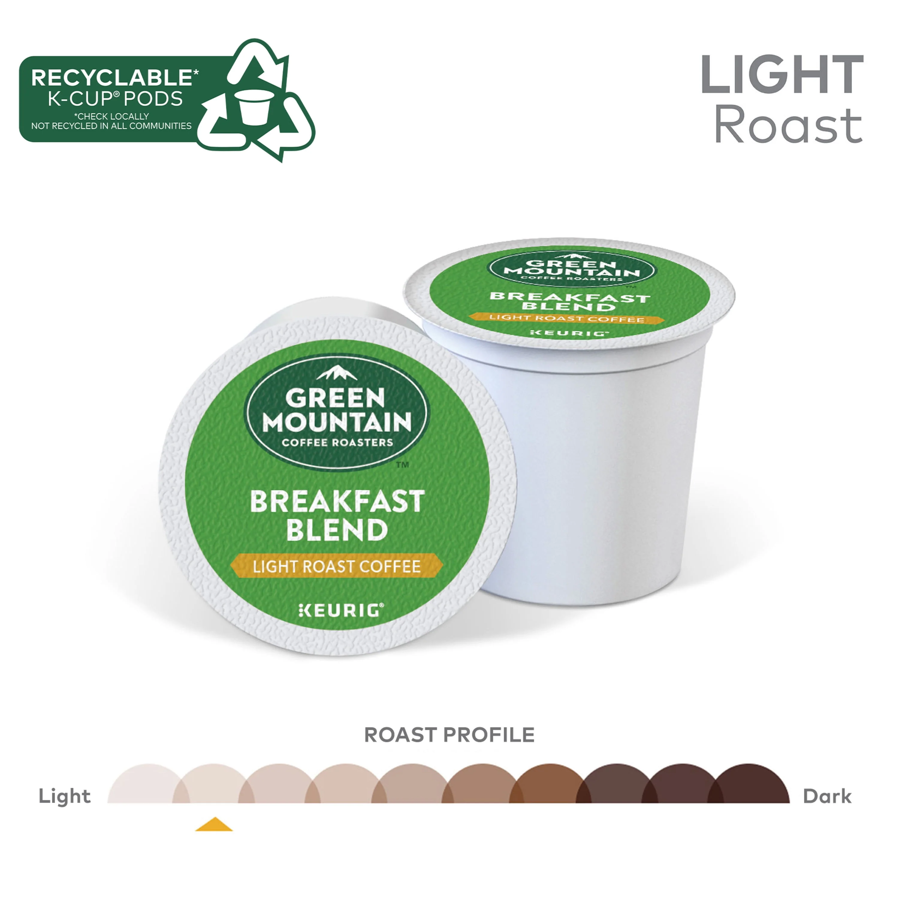 Green Mountain Coffee Roasters, Breakfast Blend Light Roast K-Cup Coffee Pods, 24 Count