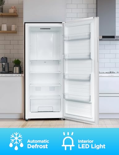 Commercial Cool 11.1 Cu. Ft. Convertible Freezer Refrigerator, Upright Fridge with Glass Shelves, Reversible Door, ENERGY STAR rated, Auto Defrost