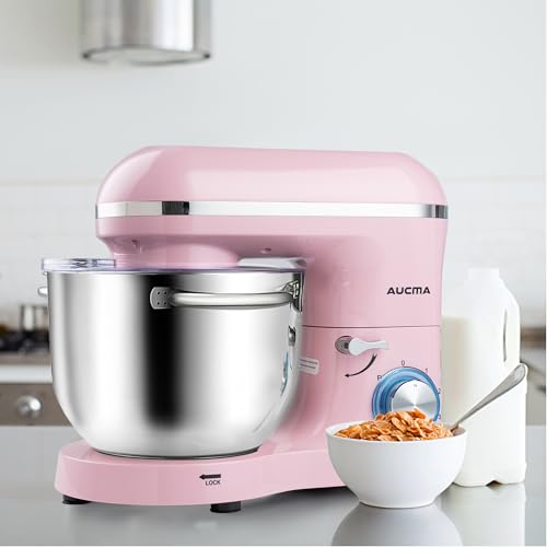 Aucma Stand Mixer,6.5-QT 660W 6-Speed Tilt-Head Food Mixer, Kitchen Electric Mixer with Dough Hook, Wire Whip & Beater (6.5QT, Black)
