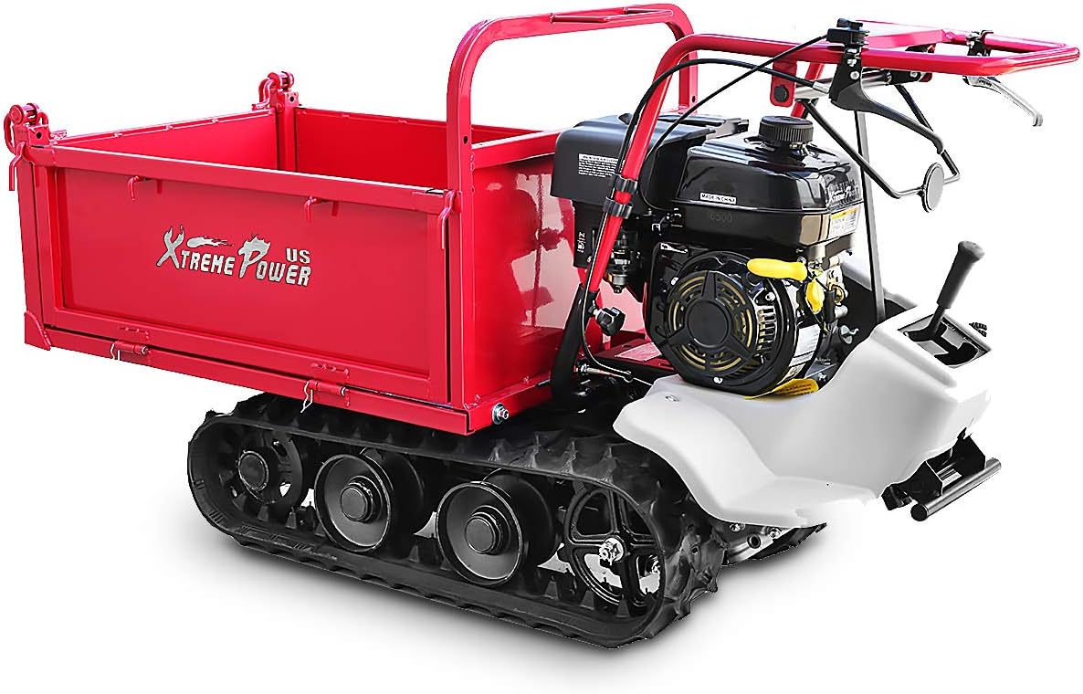 XtremepowerUS 61034 Track Wheel Barrow Gas 7hp 212cc 850lbs Max Load Utility Cart Utility Cart Motorized Wagon