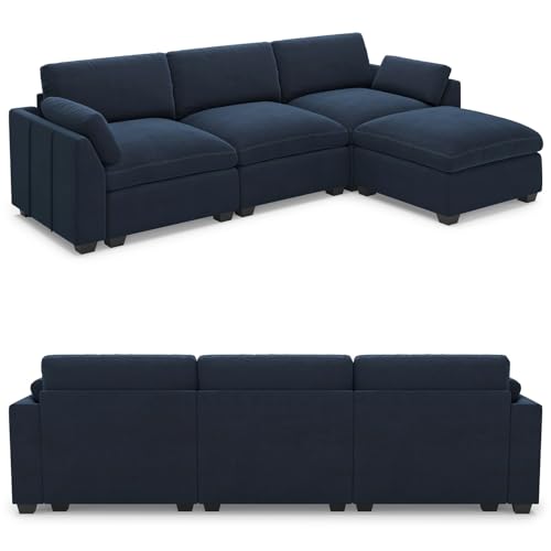 Belffin Extra Large Modular Sectional Sofa,106.3" 4-Seater L Shaped Couch,Velvet Convertible Sectional Couches for Living Room