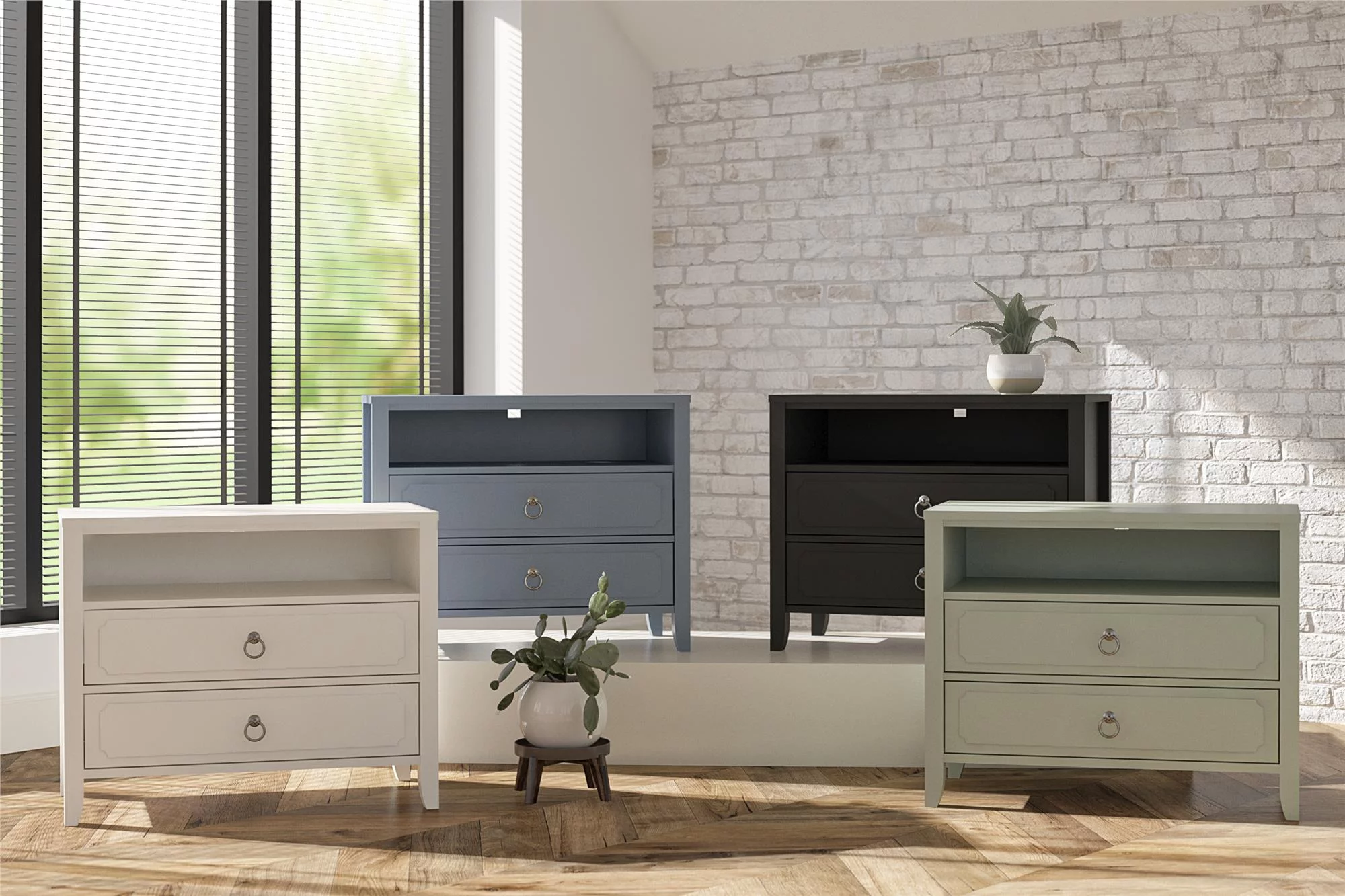 Novogratz Her Majesty 2 Drawer Nightstand, Soft White - Radiant Selections