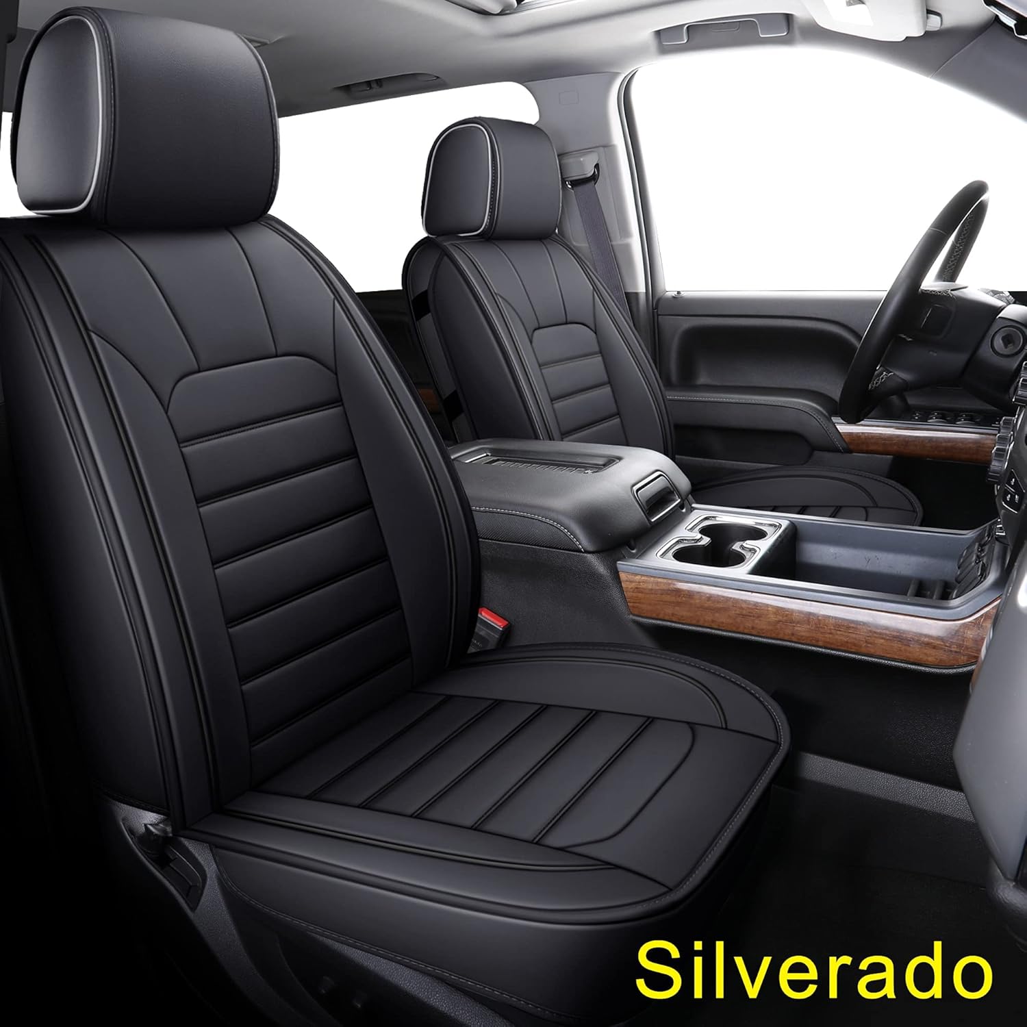 LUCKYMAN CLUB 56-SLD Seat Covers Fit for 2007-2020 Chevy Silverado Sierra 1500 / 2500 HD / 3500 HD Crew,Double