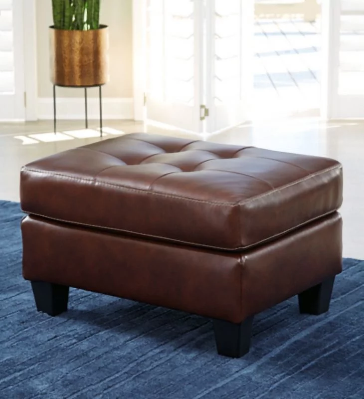 Signature Design by Ashley Contemporary Altonbury Ottoman Leather Walnut
