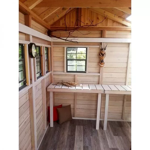 OUTDOOR STORAGE SHED, 7X7 FEET, RESIN WEATHER RESISTANT OUTDOOR GARDEN STORAGE SHED FOR BACKYARD, GARDEN, TOOL STORAGE, LAWN, GARAGE ORGANIZER