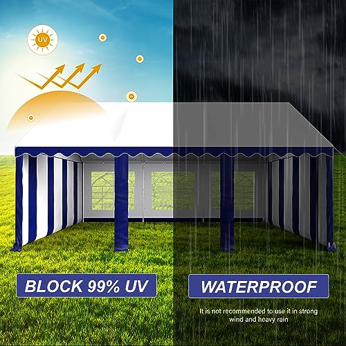 PHI VILLA 20'x16' Outdoor Heavy Duty Party Tent Large Commercial Canopy Wedding Event Shelter with Removable Sidewalls & 3 Storage Bags for Patio