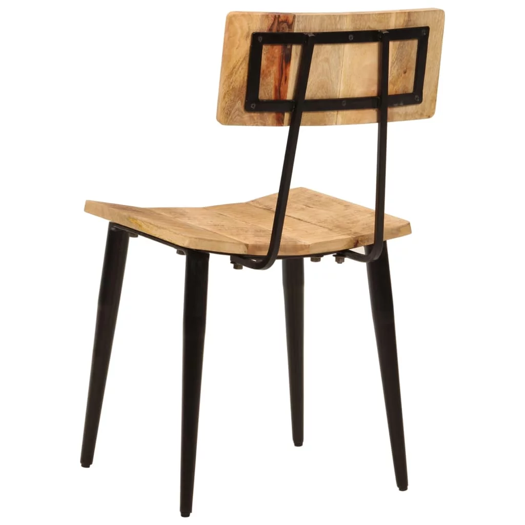 Tomshoo 2 pcs Antique-Style Dining Chairs, 17.3x15.7x31.5, Crafted from Durable Solid Mango Wood with Dense Grains, Stable Iron Frame