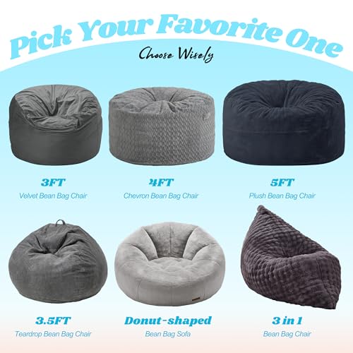 Hobestluk 3 in 1 Bean Bag Chair Giant Bean Bag Chairs Convertible Bean Bag Floor Cushion with Machine Washable Cover