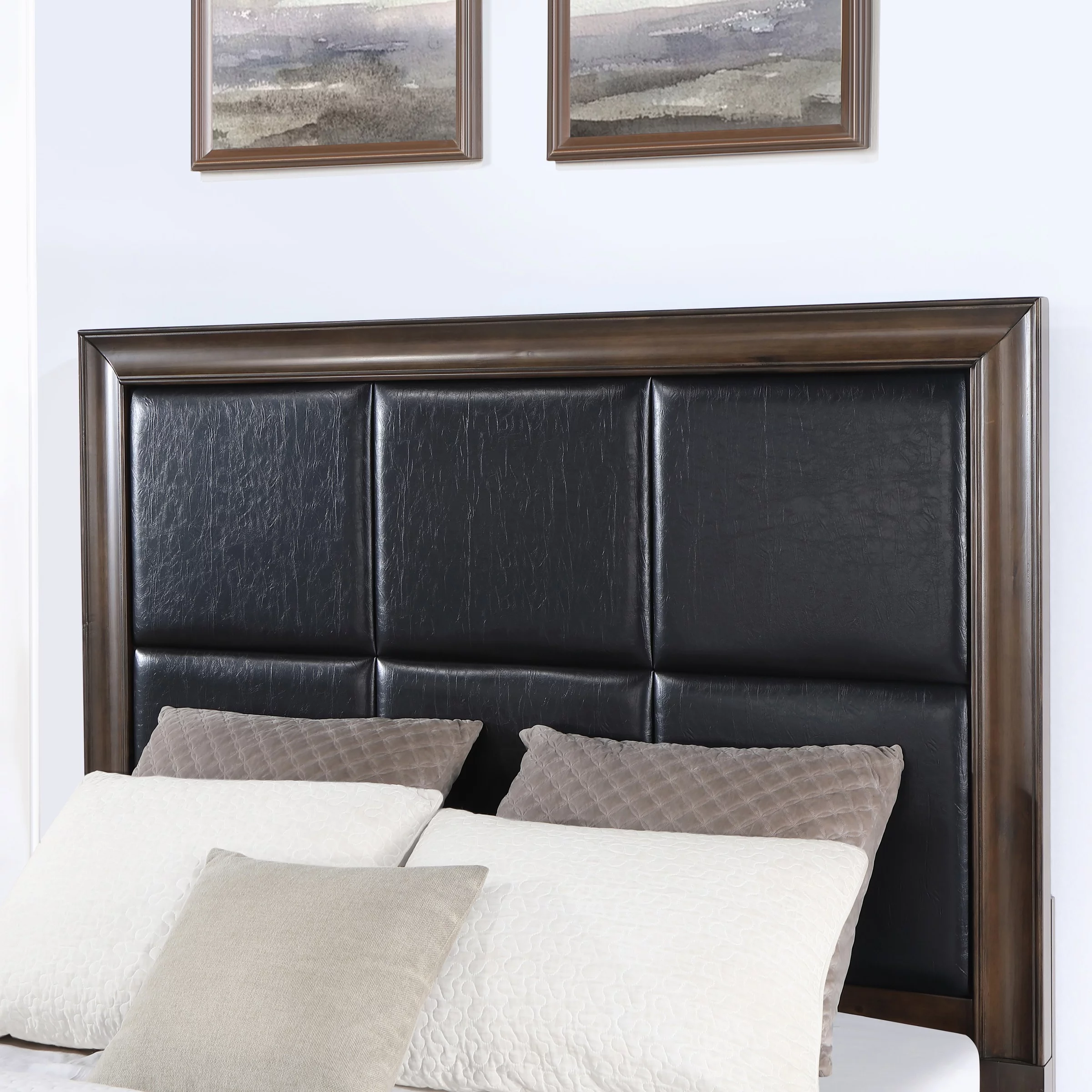 Roundhill Aetheria Contemporary Wood 3-Piece Upholstered Storage Bedroom Set in Dark Brown