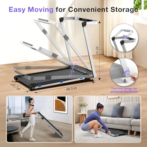 3 in 1 Foldable Treadmill with Desk Workstation - 3.0HP & 350 lb Capacity, Under Desk Treadmill with Incline for Home Small