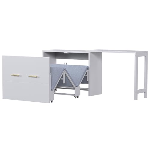 Ball & Cast Queen Size Murphy Bed Hideaway Wall Chest with Top Shelves & USB,Storage Cabinet Bed Frame w/Slat Support