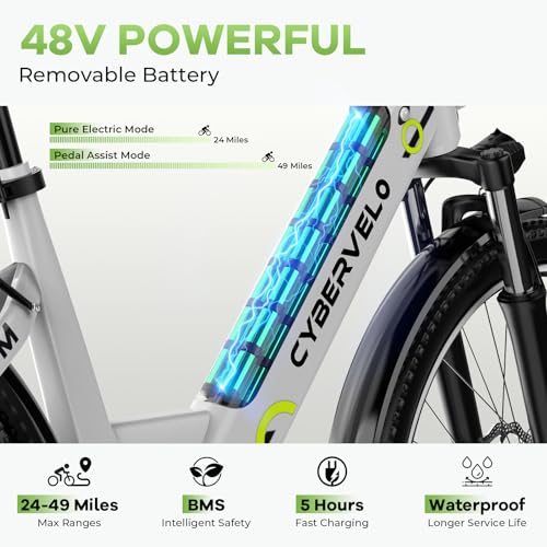 26“ Electric Bike for Adult,1000W Peak, up 80 Miles Removable Battery Ebike,Adult Electric Bicycles for All Terrain,Men Women E Bike, 7-Speed