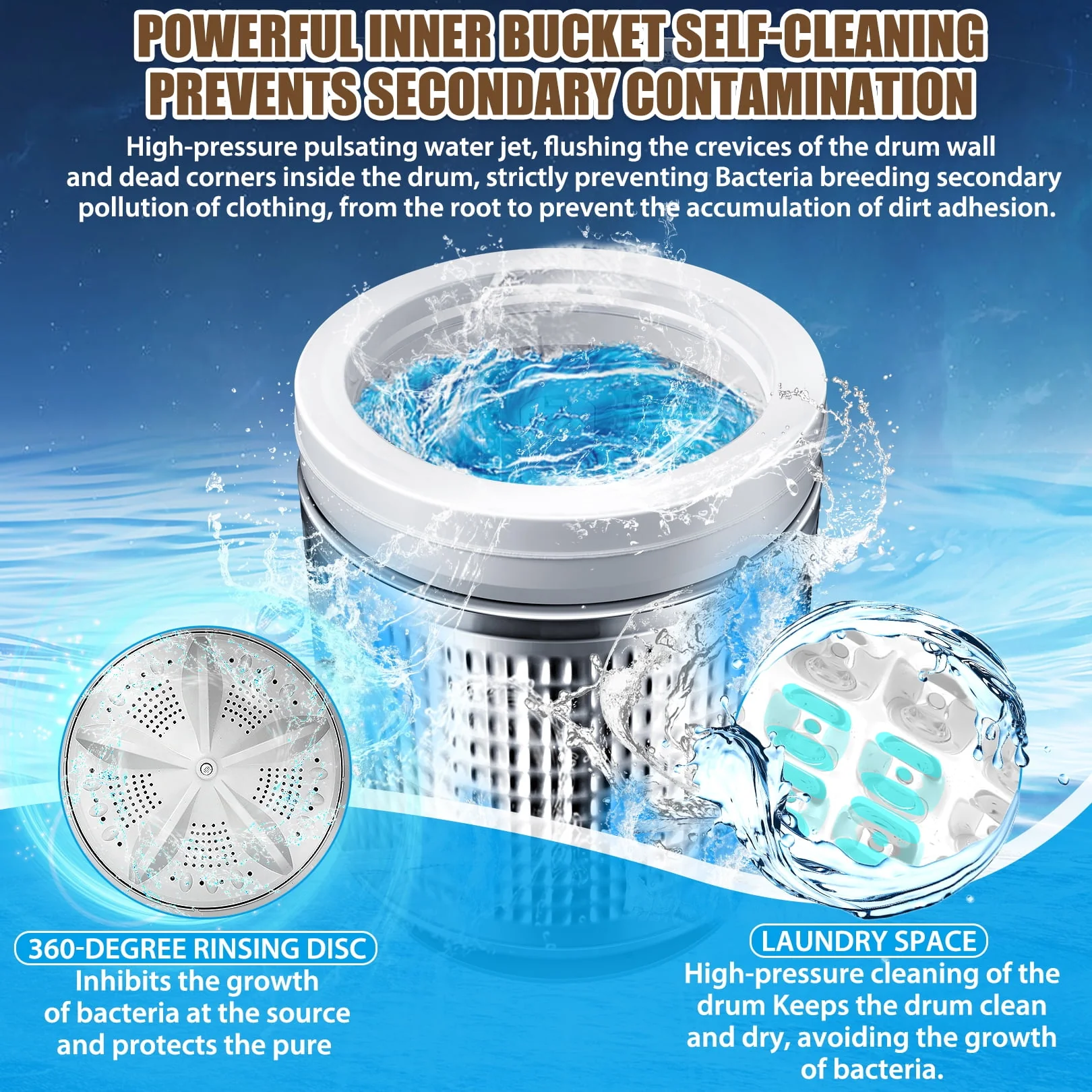 Qhomic 17.8 lbs Portable Washing Machine, 2 in 1 Full Automatic Washer & Dryer with Drain Pump, LED Display, Visual Glass Top-Load