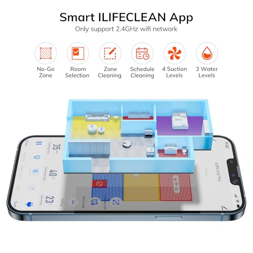 ILIFE A12 Pro Robot Vacuum and Mop Combo, Self Emptying Station for 60 Days, LiDAR Navigation, Home Mapping, No-Go Zones